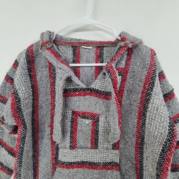 Artesanias Women's Long Sleeve Hooded Drug Rug Multi Color Striped Size S Surf - Picture 3 of 7